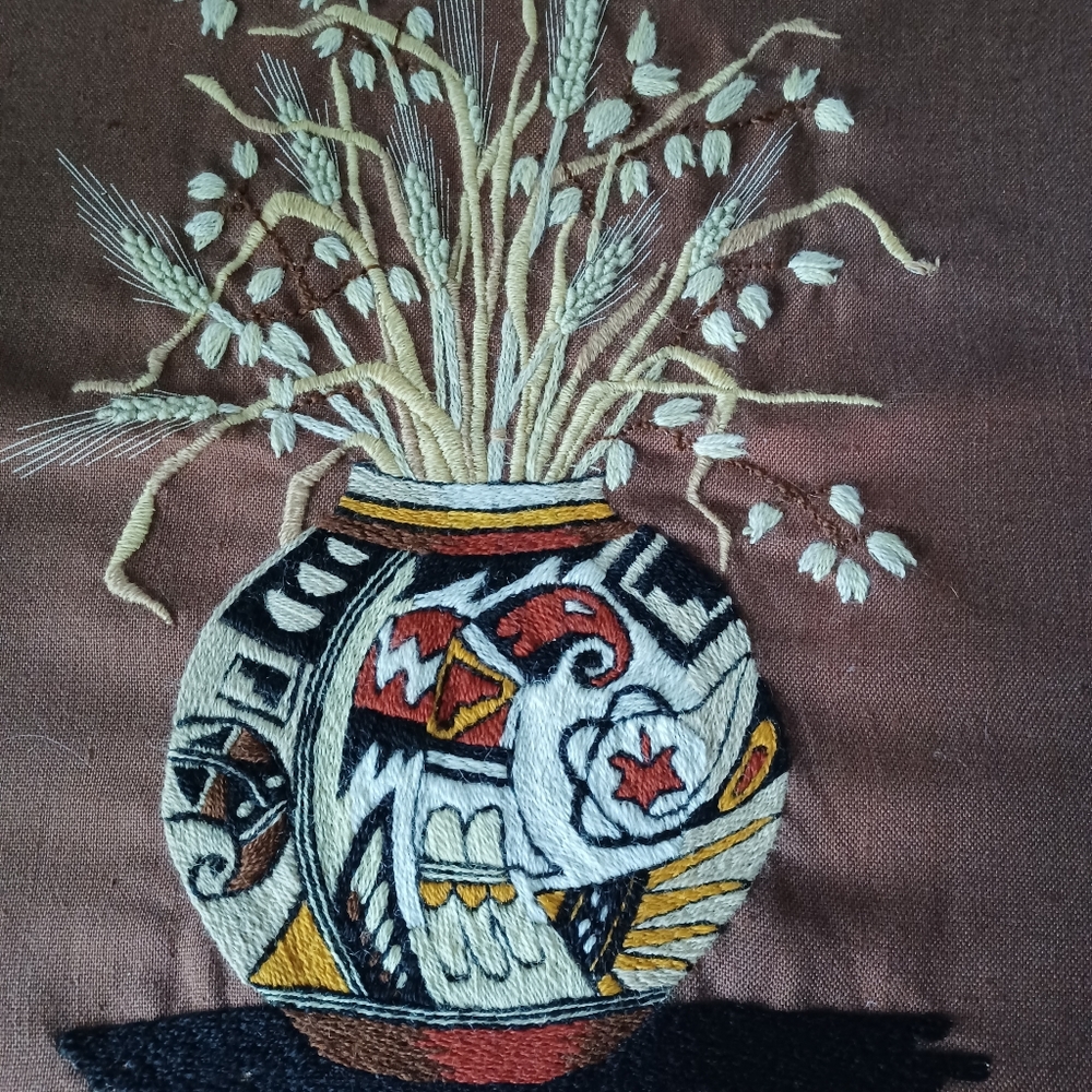 Indian Heritage Crewel Work Vase